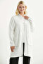 Motifed Agraf Detailed Long Knitwear Cardigan - Bone - 2