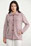 Houndstooth Patterned Wool Knitwear Jacket with Pockets - Rose - 4