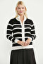 High Collar Zippered Knitwear Cardigan - Black