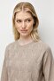 Women's Crew Neck Diamond Pattern Knit Sweater Mink - 4