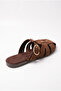 Women's Tan Suede Gold Buckle Belt Strap Flat Sole Slippers 50021004 - 3