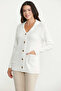 Shawl Collar Long Buttoned Knitwear Cardigan - Bone - 3