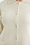 Polo Collar Buttoned Knitwear Cardigan - Stone - 5