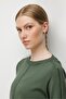 Women's Crew Neck Reverse Knit Sweater with Reverse Knit Front and Mid-Sleeve Design A.Green - 3