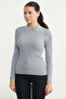 Collar Detailed Ribbed Knit Sweater - Gray - 4