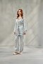 Women's Chain Patterned Satin Kimono Dressing Gown Pajama Set Verona & Belted Nightgown Set, Dowry Honeymoon - 6