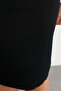 Elastic Waist Knee Length Knitwear Skirt - Black - 6