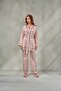 Women's Chain Patterned Satin Kimono Dressing Gown Pajama Set Verona & Belted Nightgown Set, Dowry Honeymoon - 7