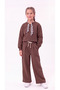 Top Collar Full Pleated 3 Thread Fabric Girls' Bottom and Top Tracksuit Set - 3