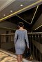 Trend Design Glitter Fabric V-Neck Long Sleeve Dress - 3