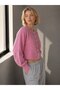 Crew Neck Buttoned Textured Knit Patterned Long Sleeve Cropped Knitwear Cardigan Aw26Hi0021 - 3