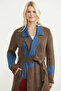 Belted Long Knit Cardigan - Brown - 4