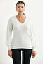 Princess Sleeve V-Neck Knitwear Sweater - Bone