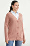 Oversize Buttoned Knitwear Cardigan with Pockets - Rose - 4