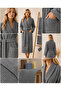 Eldy Women's Bathrobe Set 4 Pieces, 100% Cotton Certified Striped Shawl Collar Women's Bathrobe Set - Gray - 8