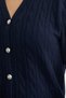 Wool Hair Knitted Motif Knitwear Cardigan - Navy Blue - 6