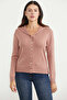 Ribbed Hooded Knit Cardigan - Rose - 2