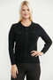 Perforated Motif Buttoned Knitwear Sweater - Black - 2