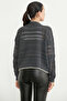 Perforated Motif Cotton Knitwear Cardigan - Smoked - 5