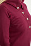 Full Fisherman Buttoned Knitwear Sweater - Burgundy - 5