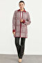 Houndstooth Patterned Long Knit Cardigan - Burgundy