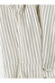 Ecru Double-Breasted Collar Tie-Back Striped Women's Shirt W6Q946B8 - 7