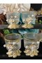 6 Pieces Gold Flower Bronze Metal Footed Coffee or Turkish Delight Bowl with Presentation Bowl - 2
