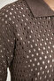 Hole Motif Buttoned Cotton Knitwear Cardigan - Brown - 5