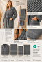 Eldy Women's Bathrobe Set 4 Pieces, 100% Cotton Certified Striped Shawl Collar Women's Bathrobe Set - Gray - 3