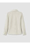 Ecru Double-Breasted Collar Tie-Back Striped Women's Shirt W6Q946B8 - 8