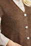 V-Neck Knitwear Vest with Pockets - Milk Coffee - 5