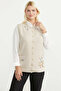 Wool Thick Embroidered Knitwear Vest - Light Beige - 2
