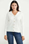Ribbed Hooded Knit Cardigan - Bone