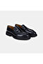 Men's Black Apron Stitched Thick Soled Leather Loafer