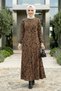 Women's Zippered Leopard Patterned Viscose Hijab Dress
