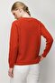 Women's Crew Neck Raglan Sleeve Embroidered Wool Sweater V.Kiremit - 4