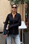 Women's Black Polo Collar Buttoned Premium Soft Knitwear Cardigan - 5