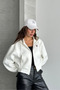 Metal Zipper Hooded Embroidered Crop Sweatshirt Cardigan - 3