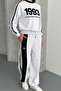 Logo Embroidered Stripe Detailed Top and Bottom Set - 7