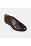 Men's Dark Brown Leather Classic Shoes with Lace-Up Stitching Detail - 7