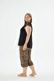 17324 Black Leopard Lace Detailed Blouse Capri Set - 2