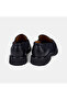 Men's Navy Blue Nubuck Leather Loafer with Tape Detail - 5