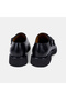 Men's Black Classic Leather Shoes with Double Metal Buckle - 5