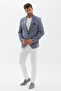 Gedson Men's Navy Blue Linen Look Slim Fit Slim-Fit Spring-Summer Sports Blazer Jacket - 6