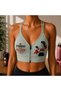 Ribbed Patterned Zippered Sports Bra with Removable Pads Gym Pattern Sports Bustier
