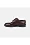 Men's Brown Lace-Up Leather Classic Shoes with Laser Engraving Detail - 3