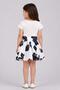 Girl's White Puffy Skirt with Pleated Inner Lining, Rose Print, Waistband and Zipper - 4