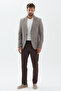 Gedson Men's Brown Linen Look Slim Fit Slim Fit Spring-Summer Sports Blazer Jacket - 7