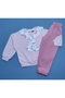Girl's Scarf Detailed 2-Thread Combed Cotton Tracksuit Set – Seasonal Top and Bottom Set – Ages 2-6 - 2