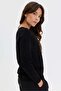 Women's V-Neck Front-Walked Knitwear Sweater Black - 3